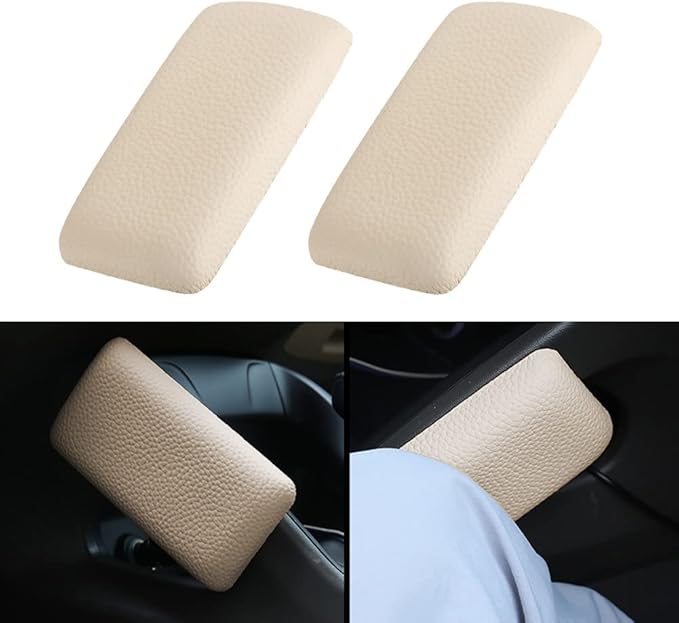 2pcs Car Arm Rest Elbow Pads, Auto Center Console Knee Cushion Adjustable Height Soft Leather Pad Knee Support Pad with Memory Foam for Universal Car Interior Accessories(BlackCloth)