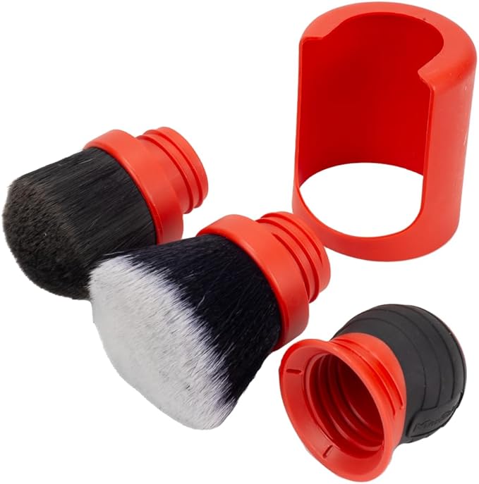 Maxshine Universal Red & Gray Combo Ultra-Soft Large Bristle Brush with Storage Rack | Curved Grip Interior Detailing Brush for Dashboard, Displays & Air Vents | Premium Car Cleaning Accessory
