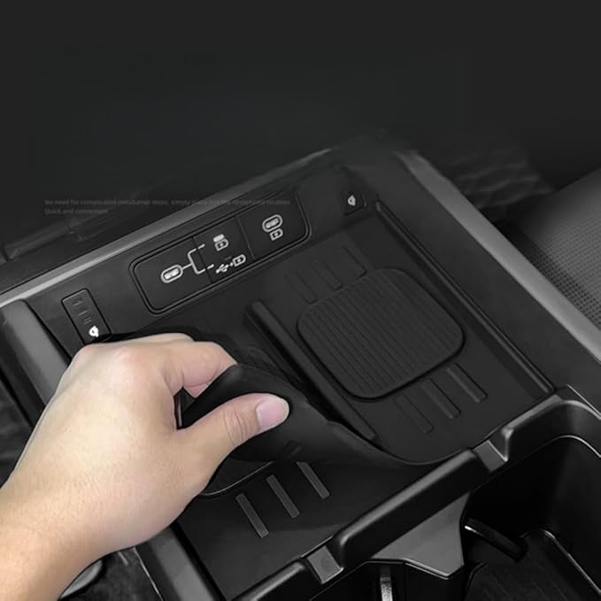 for Hyundai Santa Fe 2024-2026 Wireless Charging Mat Phone Anti-Slip Protector Silicone Pad Not Fit Tucson Interior Protective Pad (Black)