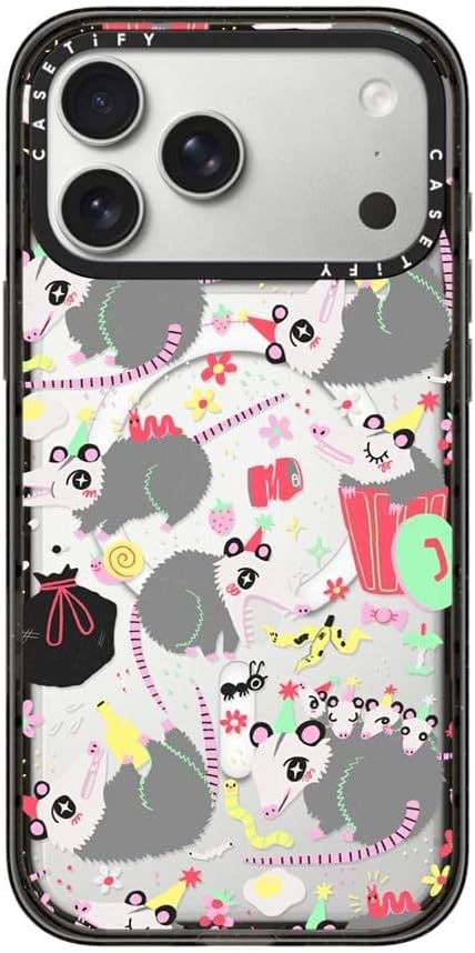 CASETiFY Impact iPhone 17 Pro Max Case [Slim/Compatible with Magsafe / 8.2 ft. 4X Military Grade Drop Protection] - Opossum Symposium - Clear Black