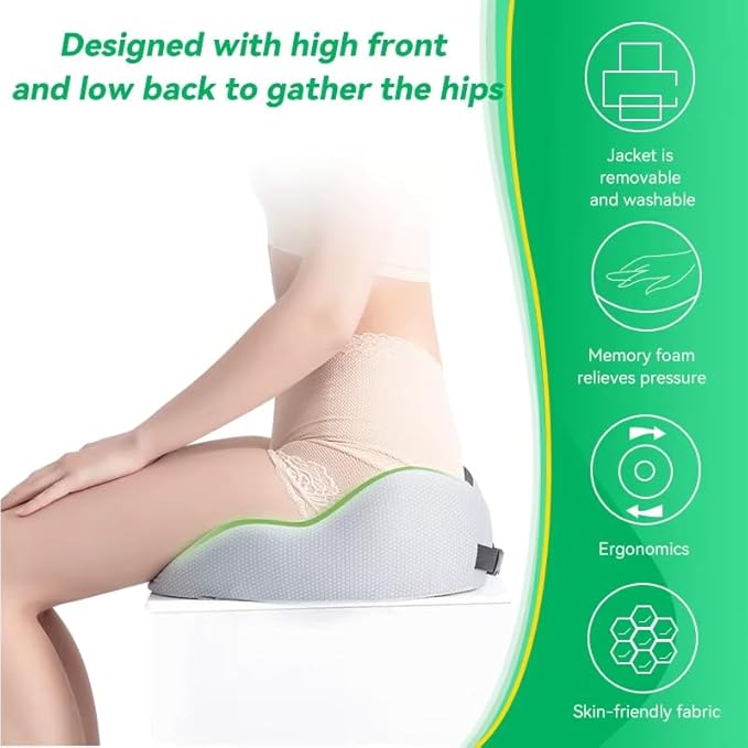Seat Cushion for Office Chair Orthopedic Memory Foam Coccyx Support Pad Sciatica Pain Relief Tailbone Back Comfort Posture Alignment Pressure Massage Home Car Work