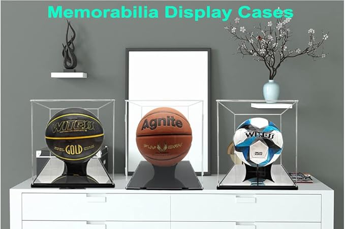 Soccer Ball Display Case Full Size,Acrylic Display Case for Soccer Ball Collectibles,Clear Storage for Soccer Ball Volleyball Collectible Sports Memorabilia Case (10x10x10.2inch)
