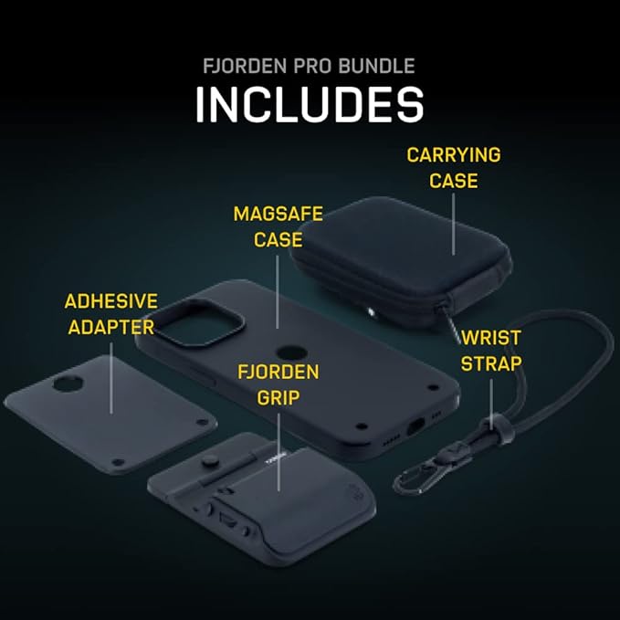 FJORDEN Pro Bundle for iPhone 13 Pro - Includes Fjorden Camera Grip, MagSafe iPhone Case, Wrist Strap & Carry Case - Shoot Like A Pro with Your iPhone