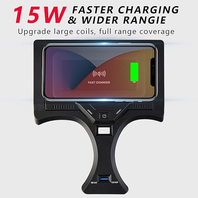 Wireless Car Charger Compatible with BMW 3 Series G20 2020 2021 BMW 4 Series G22/G23/G26 2021 Support Original Car with NFC BMW Center Console Accessory Panel 15W Fast Phone Charging Pad