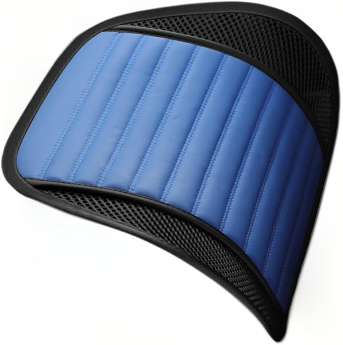 Premium Car Interior Back Support - Versatile Lumbar Cushion for Driver Seat with Breathable Fabric and Adjustable Strap. (1, Blue)