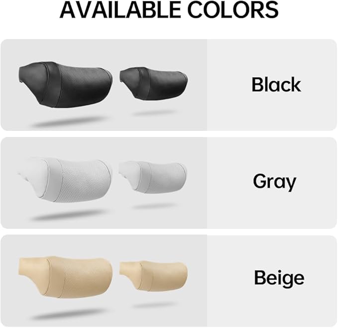 Car Neck Pillow, headrest, Cushion. Three-Point fit to The Neck Curve, Stable Support for The Cervical Spine, relieves Neck Soreness. Perforated PU Leather with high Breathability, Durable 1P（Grey）