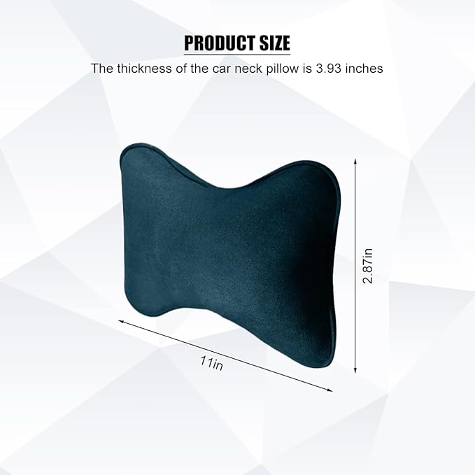 Car Headrest Pillow, Suede Soft Comfortable Breathable Vehicle Seat Neck Support Cushion with Adjustable Strap, Ergonomic Design Auto Head Rest Pad, Universal for Sedan RV Truck (Green Blue)
