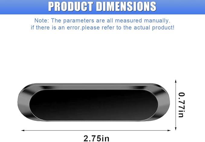 Magnetic Phone Car Mount, Flat Stick on Car Phone Holder with Metal Plate for Dashboard Wall, Universal Automobile Cradles Compatible with Cell Phones & Mini Tablets (Black)