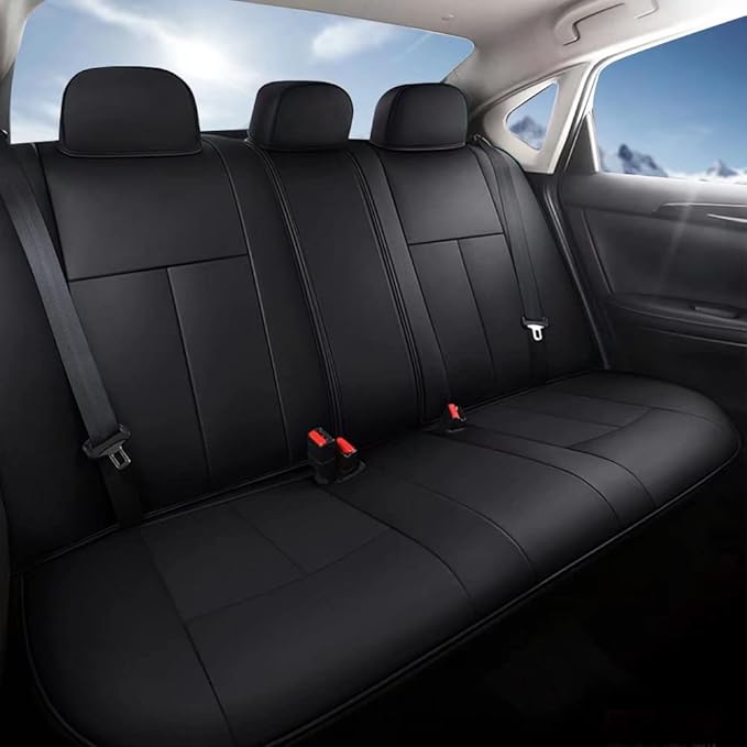AOMSAZTO Custom Fit Seat Covers for Nissan Sentra: 2013 2014 2015 2016 2017 2018 2019 Faux Leather Car Seat Covers Full Set Black