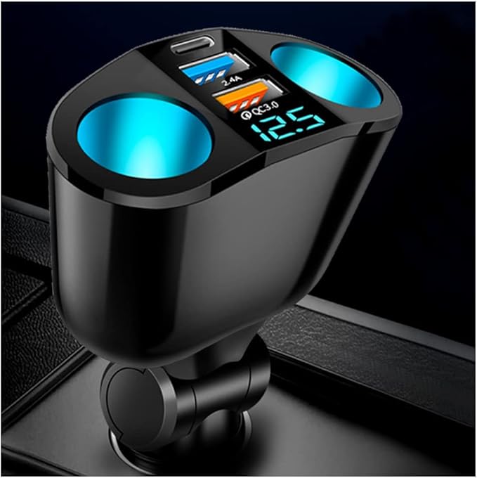 Multi Ports Cigarette Lighter USB Charger,Dual Cigarette Lighter Splitter&QC3.0/PD Super Fast Charging Car Charger Compatible with iPhone 14/13/12/11 Pro Max,Galaxy S23/22/21,iPad,GPS (QC3.0+2.4A+PD)
