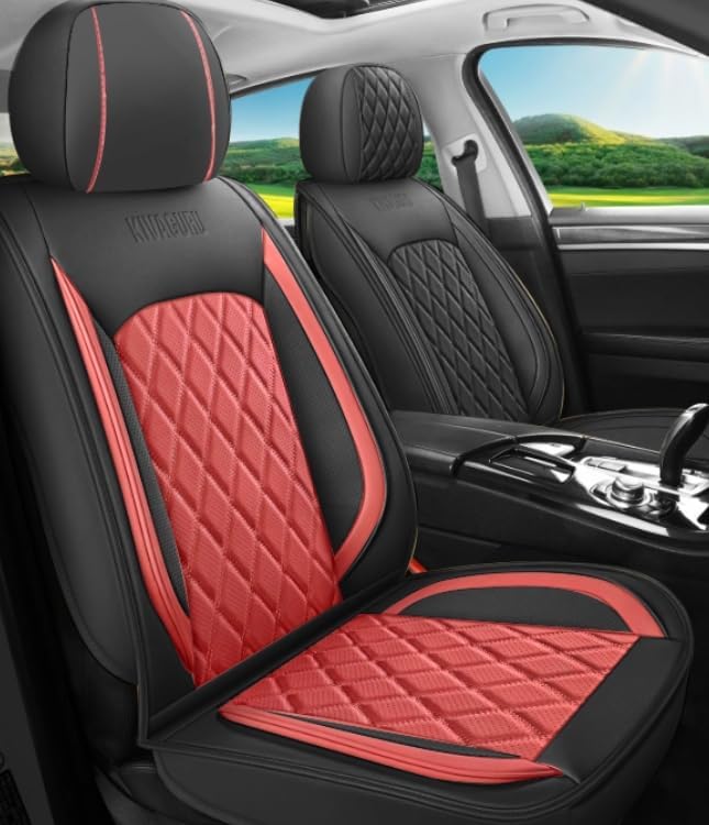LINGVIDO Car Seat Covers Full Set (5 Seats) - Premium Perforated Nappa Leather, Waterproof Shield, Omni-Adapt Fit SUVs Sedans, Ultimate Family & Pet Protection