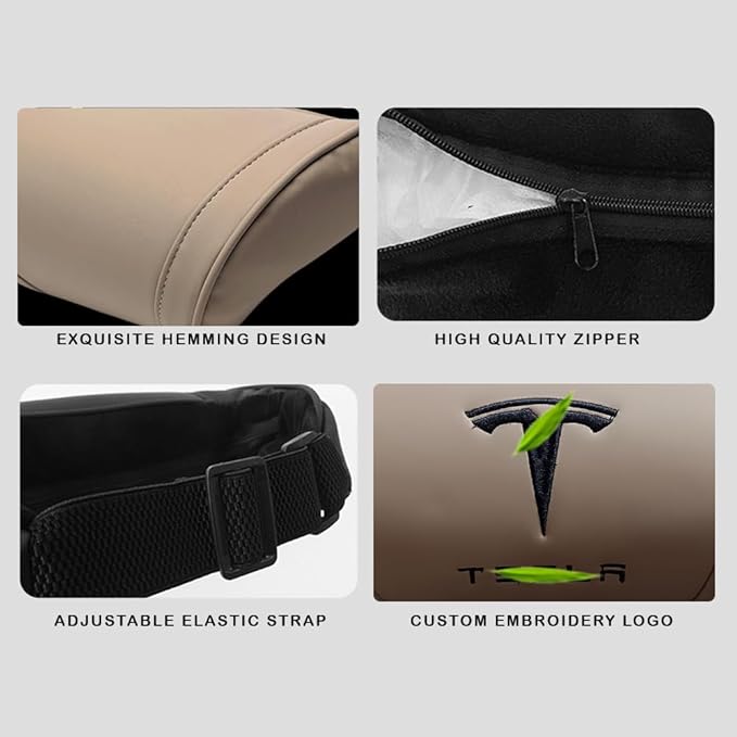 Car Headrest Neck Pillow Support Ergonomic, with Valve Stem Covers Accessory for Driving Seat Fatigue Relief Compatible with Model S X 3 Y & Cybertruck - 1 Piece