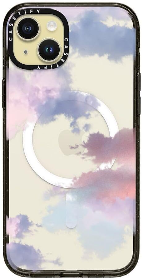 CASETiFY Impact iPhone 15 Plus Case [4X Military Grade Drop Tested / 8.2ft Drop Protection/Compatible with Magsafe] - Cloud Prints - Clouds - Clear Black