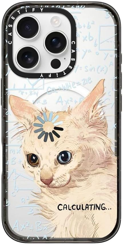 CASETiFY Impact Case for iPhone 16 Pro [Slim / 8.2 ft. 4X Military Grade Drop Protection/Compatible with Magsafe] - Calculating... - Clear Black