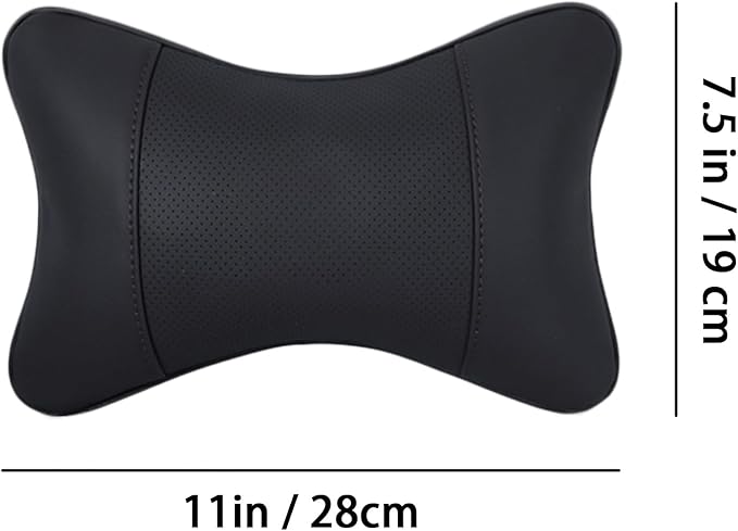 Car Pillow for Car Neck Pillow for Driving Seat Leather Neck Support Soft Cushion Support Head-Rests for Vehicle Sleeping with Elastic Adjustment Strap 2PCS(Neck, Black)