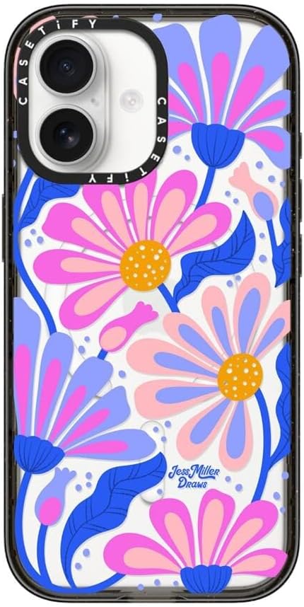 CASETiFY Impact iPhone 17 Case [Slim/Compatible with Magsafe / 8.2 ft. 4X Military Grade Drop Protection] - Mystic Daisy - Clear Black