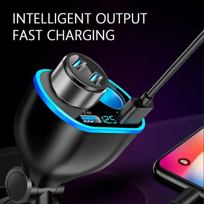 2026 New Upgrade 5 Port Cigarette Lighter Splitter,QC3.0&PD 20W Super Fast Car Charger with Dual Cigarette Lighter Plug with LED Voltmeter Compatible with iPhone 14 Pro iPad Dash Cam GPS (PD+QC+2.4A)