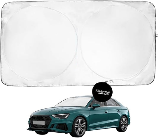 Windshield Sun Shade -Certified 99.87% UVB & 99.02% UVA Car Sun Shade. Award Winning Sunshade - Patented Technology | Compatible for Audi A3 2022-present | Car Shades by Kinder Fluff