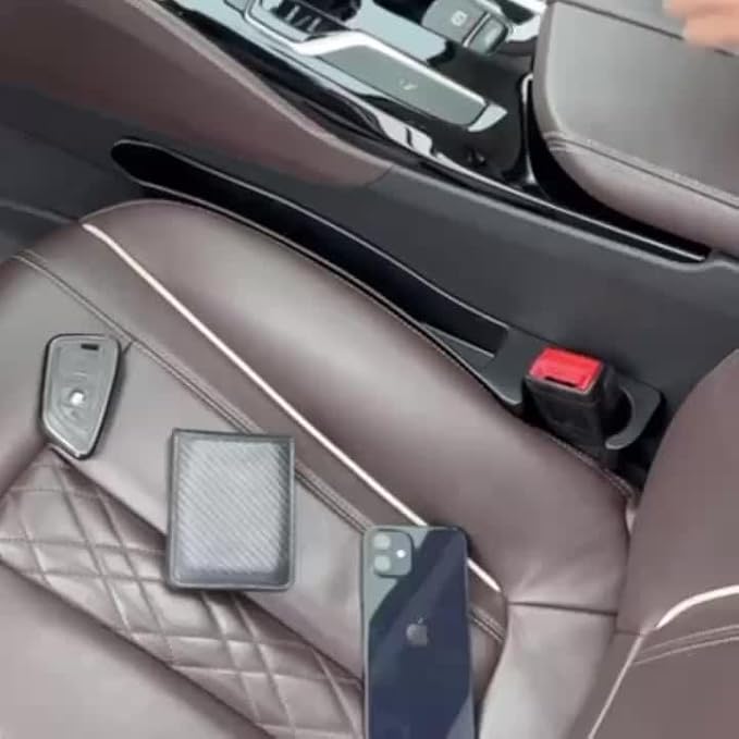 2pcs car seat Gap Filler,car seat Gap Filler Organizer, car Organizer for seat Gap with 2 Storage Areas,Carbon Black