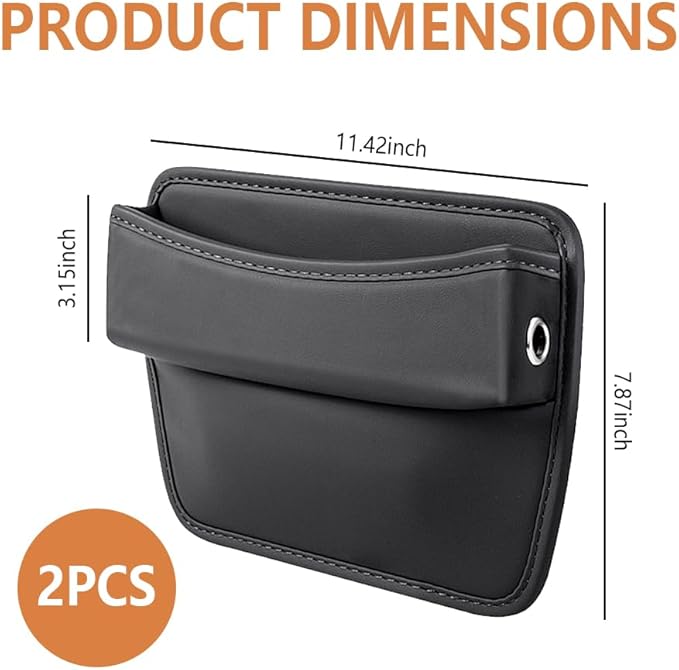 2PCS Car Seat Gap Filler Organizer,Large Capacity Car Center Console Organizer for Storing Keys/Phones/Cards,Leather Front Seat Organizers with 2 Charging Cable Holes