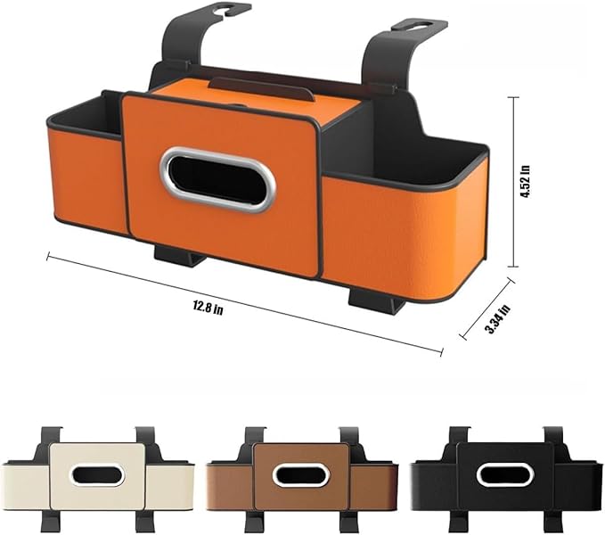 Car Multifunctional Seat Back Waterproof Storage Bag, Multifunctional & Waterproof Car Back Seat Organizer with 2 Cup Holders&Hooks, Hanging Storage Box for Most Cars (2pcs C)