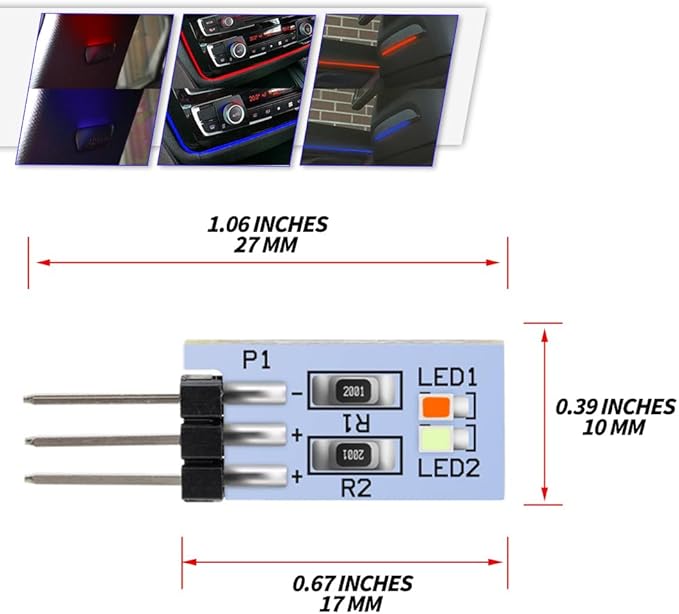 NJSBYL LED Ambient Lighting Circuit Board Replacement for B-MW X5 X6 X7 Series 2 3 4 5 7 M2 M3 M4 Pre-LCI LCI Blue-Red Courtesy Rear Pillar Front Seatback Atmosphere Module