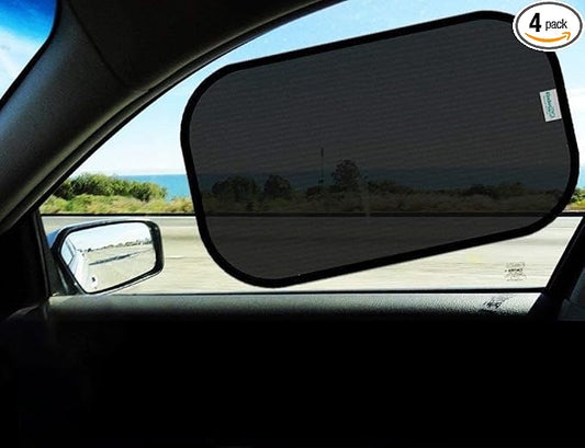 Car Window Shades - Certified 99.79% UVA & 99.95% UVB sun protection. Award winning car sun shade for side windows. 4 Pack (2 Transparency options) 22" x 14" -window shade for car baby by Kinder Fluff