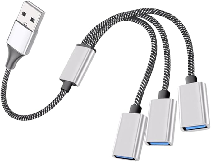 KALLORY USB Hub Splitter 1 Male to 3 Female Portable USB Power Adapter for Laptop and Car for Fast Charging and Data Sync