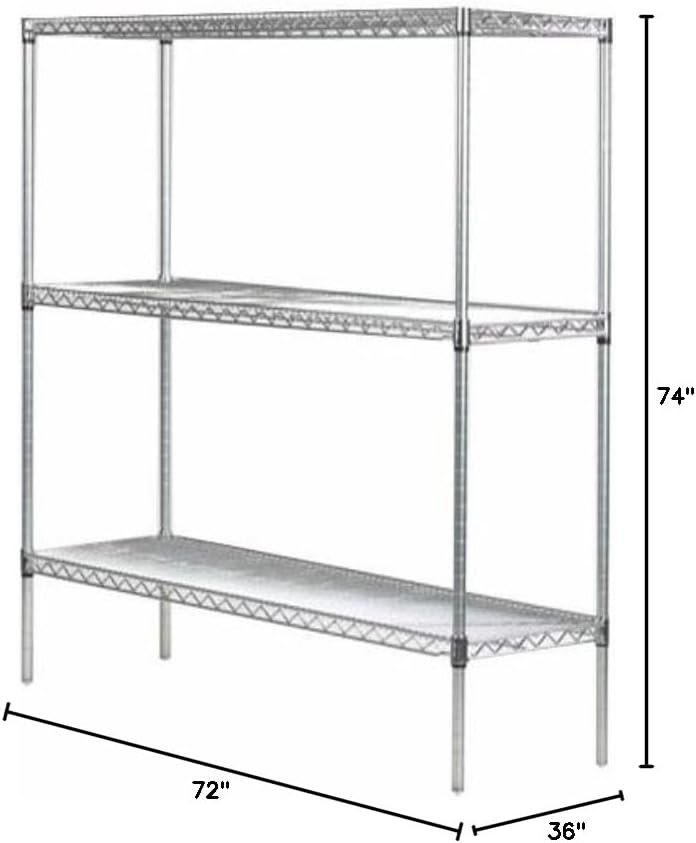 Omega 36" Deep x 72" Wide x 74" High 3 Tier Gray Starter Shelving Unit