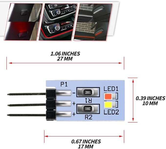 NJSBYL 2PCS LED Interior Ambient Lighting Circuit Board for B-MW 2 3 4 5 7 Series M2 M3 M4 X5 X6 X7 Pre-LCI LCI B-Pillar Front Seatback Sound Climate Control Lamp Red-White Courtesy Light Replacement