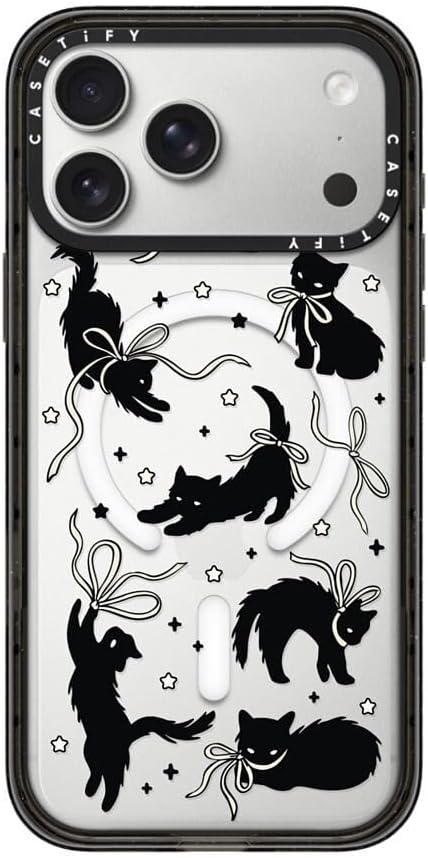 CASETiFY Impact iPhone 17 Pro Max Case [Slim/Compatible with Magsafe / 8.2 ft. 4X Military Grade Drop Protection] - Black Cat - Clear Black