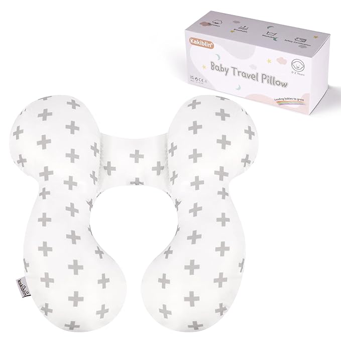 KAKIBLIN Baby Travel Pillow, Baby Neck Pillows for Car Seat, Upgraded Babies Head Pillow, Head and Neck Support Pillow for Car Seat, Stroller, Pushchair, Travel(Twig)