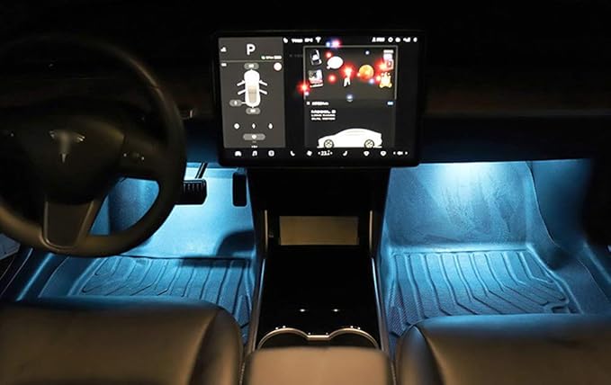 iJDMTOY 4-pack 3W High Power Aqua Ice Blue Full LED Interior Lighting Kit Compatible With Tesla Model S 3 X Y Replace OEM Footwell, Step Courtesy, Trunk Area, Glove Box Lamps, etc