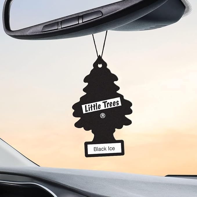 LITTLE TREES Car Air Freshener | Hanging Paper Tree for Home or Car | Black Ice | 10 Pack