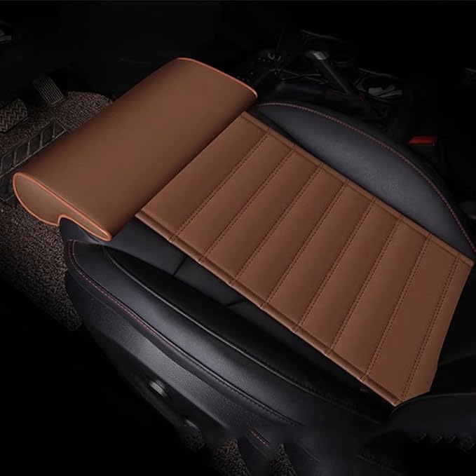 Leather Car Seat Extender Cushion,Car Leg Extender Leg Support Pillow Universal Car Seat Leg Pad,Comfortable Leg Rest Extended Cushion Mat for Car Bus Train Home Office (Brown)