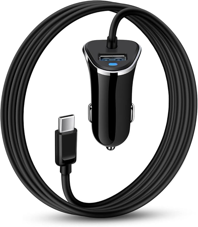 USB-C Car Charger, 3.4A USB Type C Car Charger Adapter & Fast Charge Cable Cords Cargador USBC Lighter for Samsung Galaxy S26 S25 S24 S23 S22 A17, iPhone 17e 17 16e 16 15 Pro Max Android Cigarette 12V