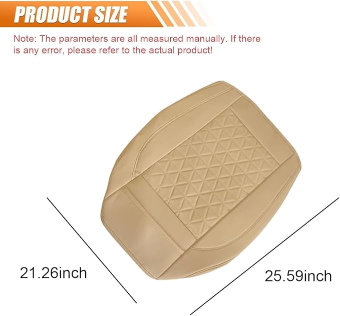Luxury Faux Leather Car Seat Cover, Anti-Slip Waterproof Universal Front Bottom Seat Protector with Storage Pocket, Triangular Pattern Vehicle Seats Cushion for Sedans, SUVs, Trucks (2PCS&Beige)