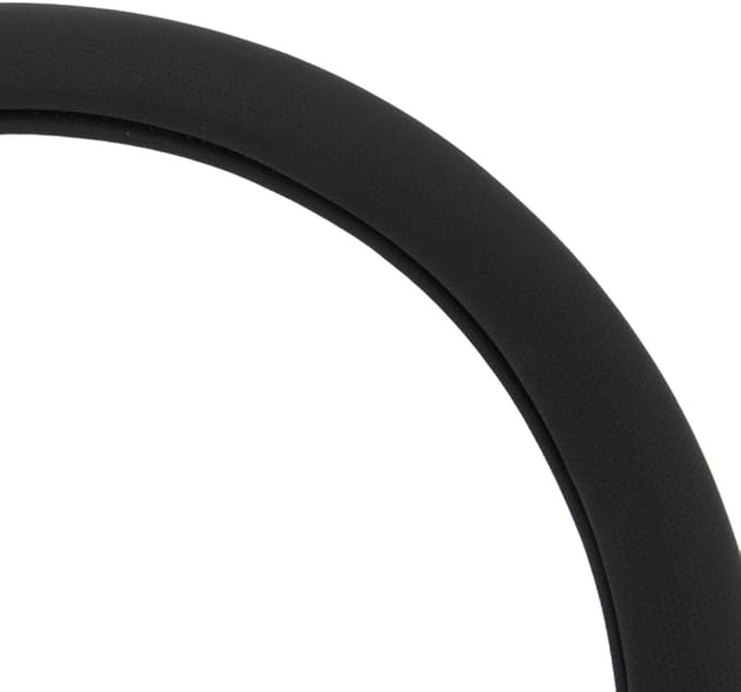 BDK Ergonomic Soft Grip Steering Wheel Cover - Sporty Leather Grip for Standard Size Wheels 14.5-15 inch Black