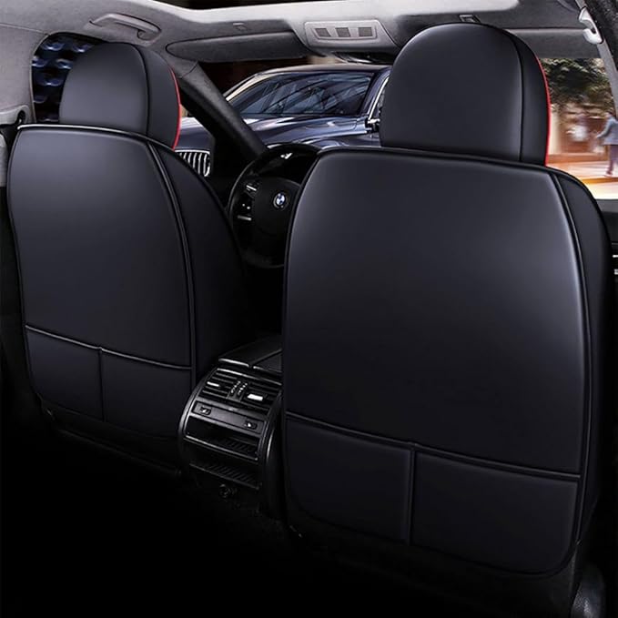 for Toyota RAV4 2008-2025 Car Seat Covers, Full Coverage Customized Seat Covers Premium Leather Waterproof Stain-Resistant Easy to Install (Full Set, Black&Red)