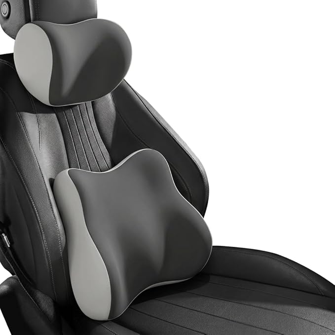 Car Headrest Pillow & Lumbar for Audi A6 C4 4A A6 C5 4B A6 C6 4F A6 C7 4G A6 C8 Avant Allroad A8 D2 A8 D3 A8, Car Seat Neck Pillow Back Support, Breathable All-Season Seat Cushions, 2PCS