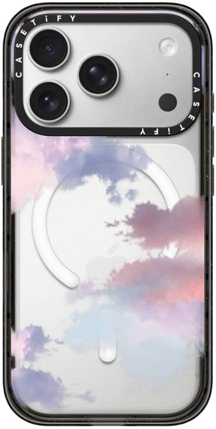 CASETiFY Impact iPhone 17 Pro Case [Slim/Compatible with Magsafe / 8.2 ft. 4X Military Grade Drop Protection] - Clouds - Clear Black