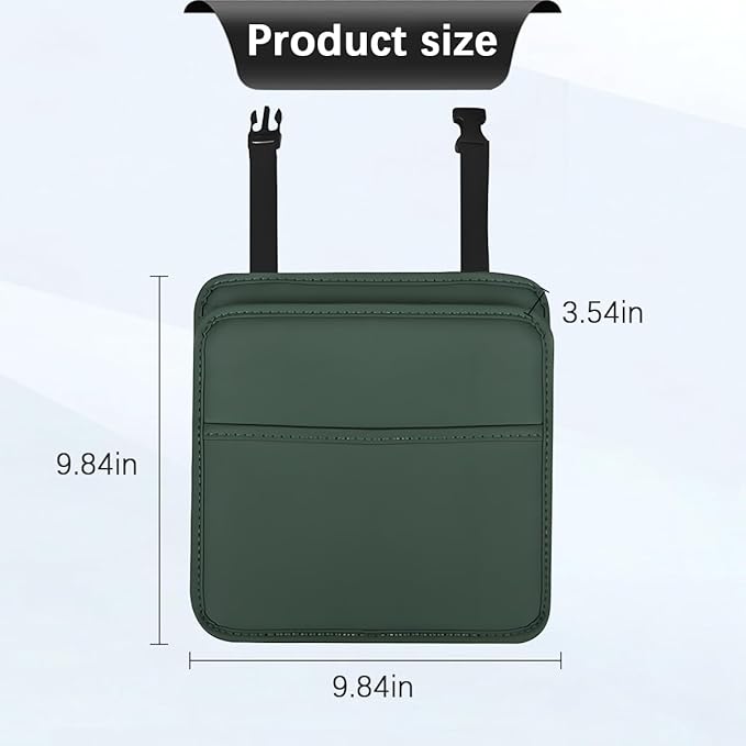 Zpana Car Seat Back Organizer, Leather Multipurpose Hanging Vehicle Backseat Headrest Storage Bag, Automotive Pouch Pocket Organizer for Kids & Adults, Universal for Truck SUV Sedan (Green)