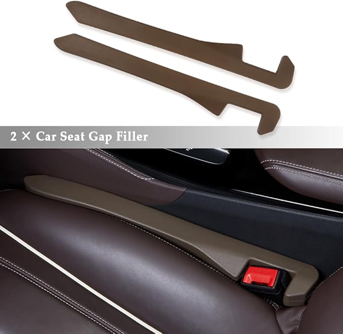 IHOTDER Car Seat Gap Filler,Super Flexible Car Side Seat Gap Filler Car Accessories for Women & Men,Universal CCar Organizer Between Seats for Tightly Filling Seat Gaps(Brown/2PCS)