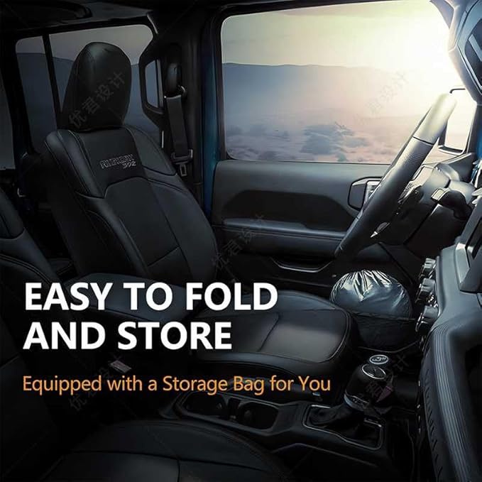 for 2018-2026 Jeep Wrangler - Premium Sunshade for Wrangler JL JLU & 2020-2026 Jeep Gladiator, Front Windshield Sun Shade Blocks UV Rays Foldable Visor with Storage Pouch