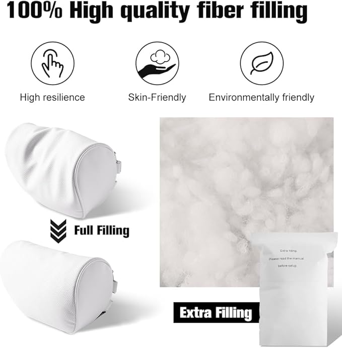 HOPON 2 Pack 2025 Upgrade Headrest Pillow for Tesla Model 3 Model Y with Adjustable Strap,Fits All Vehicles,Car Neck Pillow with Leather,for Head,Neck,Shoulders,Multipurpose,Car Accessories(White)