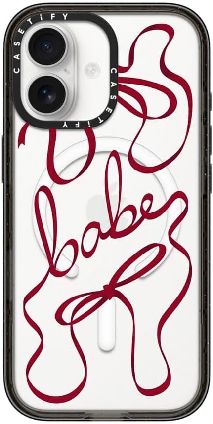CASETiFY Impact iPhone 17 Case [Slim/Compatible with Magsafe / 8.2 ft. 4X Military Grade Drop Protection] - Babes and Bows - Clear Black