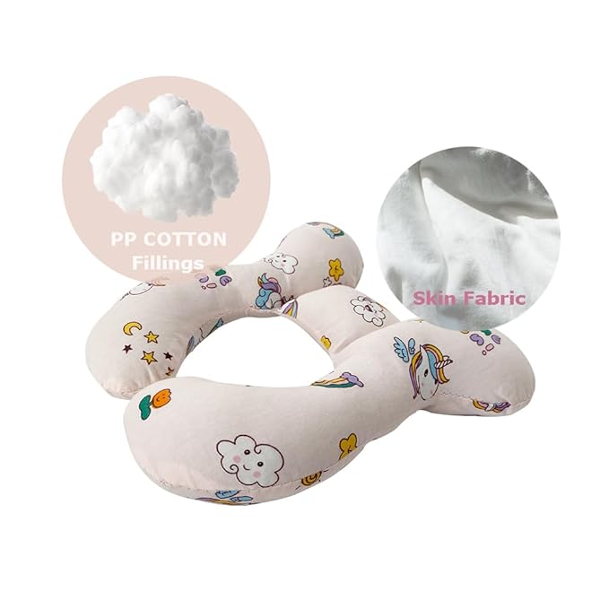 Baby Neck Pillows, Comfortable Baby Travel Head Neck Support Pillow for Car Seat Stroller Pushchair, Soft PP Cotton Travel Pillow for 0-2 Years Old Toddler Infant Newborn, Rainbow
