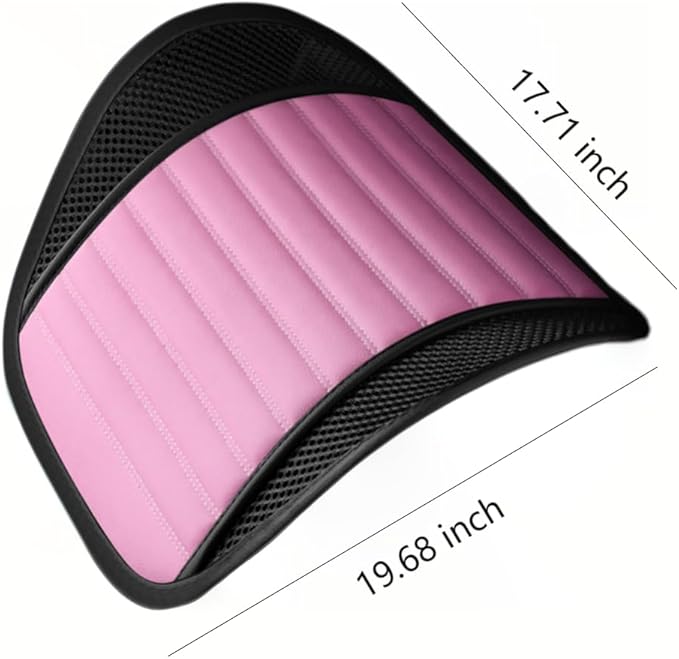 Premium Car Interior Back Support - Versatile Lumbar Cushion for Driver Seat with Breathable Fabric and Adjustable Strap. (1, Pink)