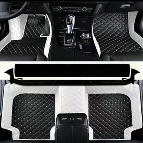 Custom Making Car Floor Mats Compatible for 2000-2025 All Mode Sedan SUV Sports Car Full Coverage Cute Pads Protection Non-Slip Leather Floor Liners (Black+White Edge)