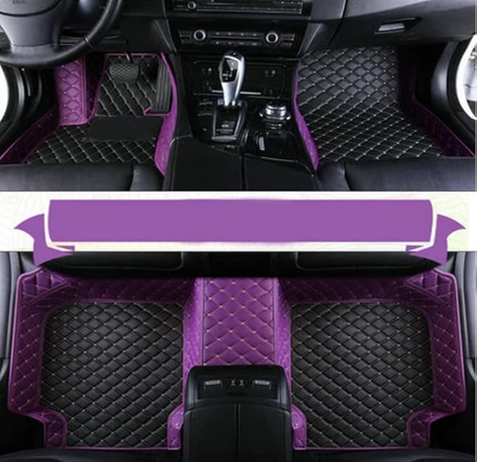 Car Floor Mats Automotive Floor Mats Vehicle Specific All Weather Protection Custom Compatible with Most of 98% Cars SUVs (Purple and Black)